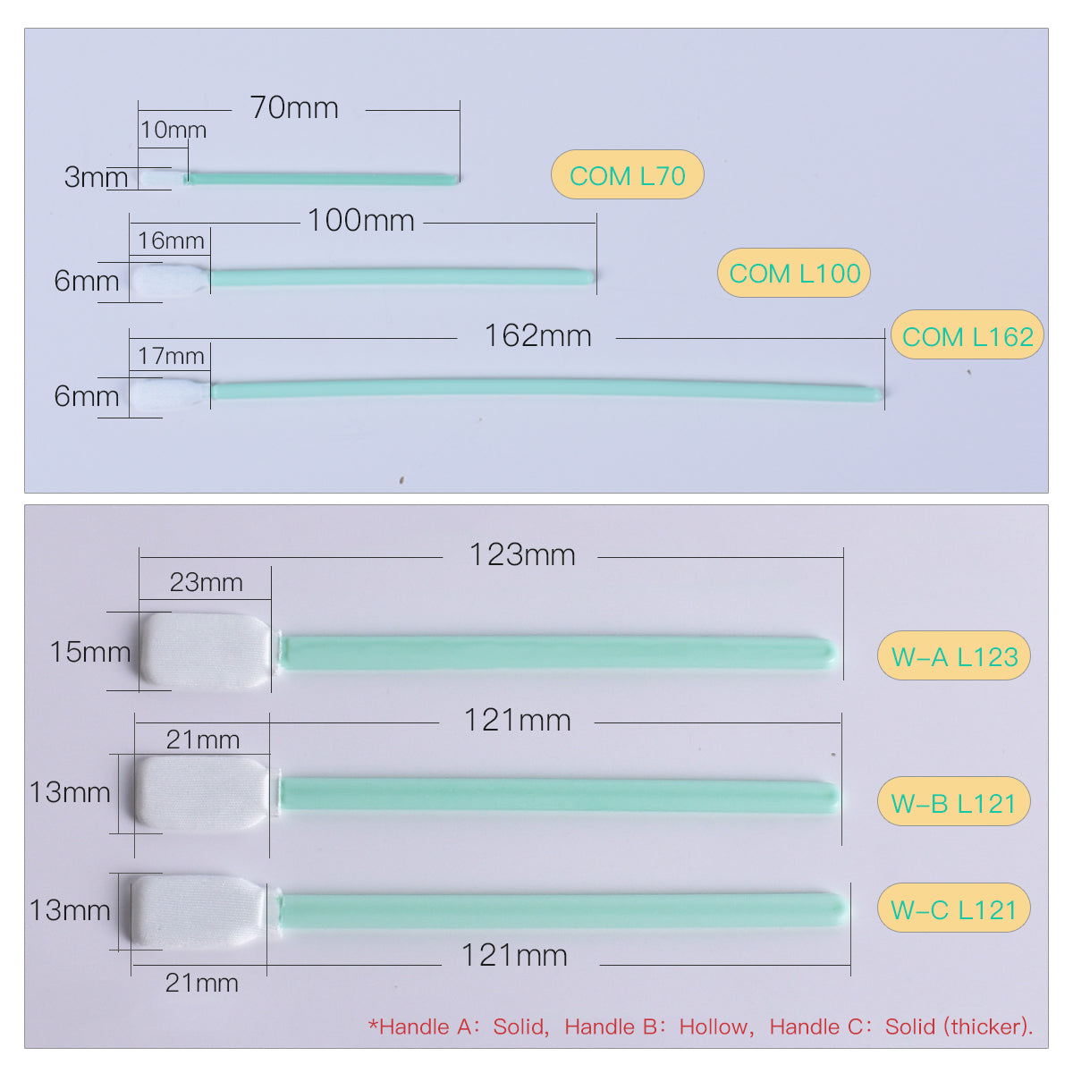 Startnow 100 pieces/pack non-woven wide end cotton swab length 70 100 161mm anti-static industrial machine cleaning and dust-free wiping rod