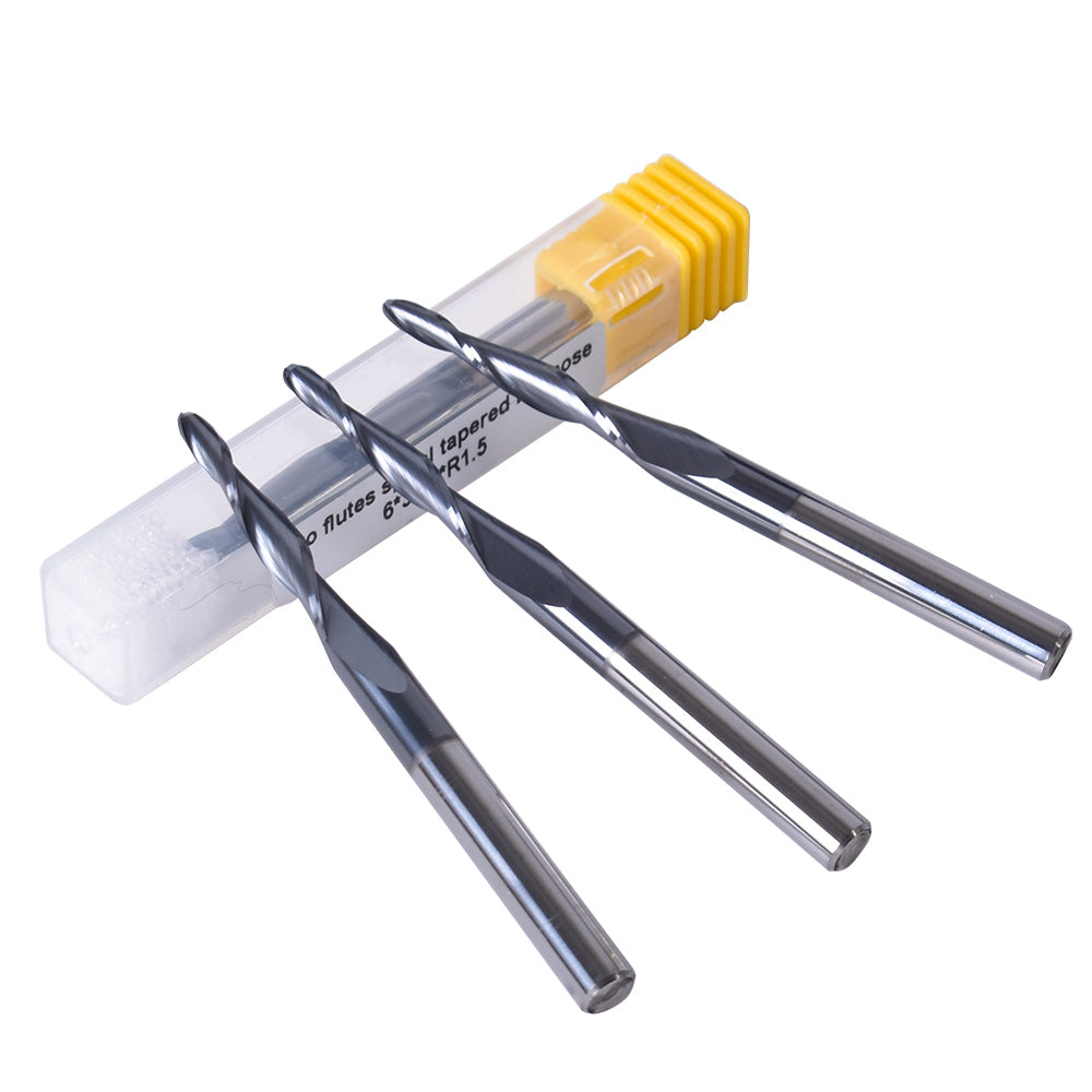 Startnow 5 ADET Küresel Burun Uçları Konik İki Flüt Spiral Freze Kesiciler Tungsten Karbür Ahşap Metal Uç Frezeleri Gravür Ucu