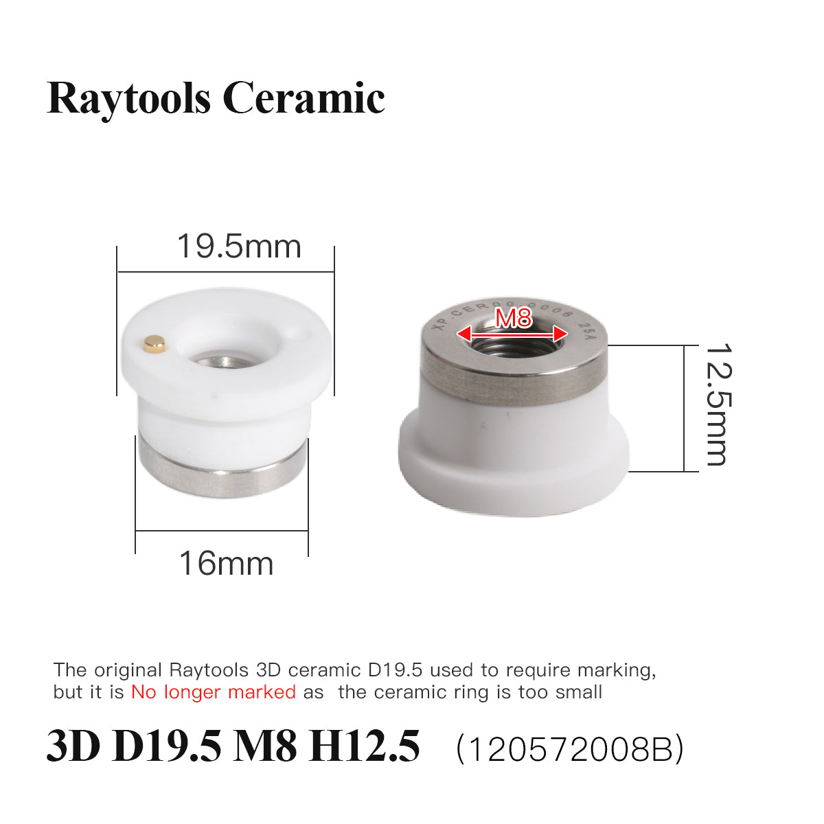 Portaboquillas para cabezal láser Startnow Raytools Original Laser Ceramic D32mm 120274100B