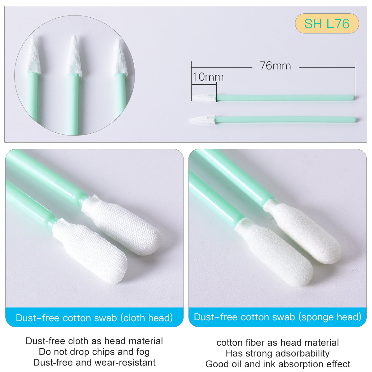 Startnow 100 pieces/pack non-woven wide end cotton swab length 70 100 161mm anti-static industrial machine cleaning and dust-free wiping rod