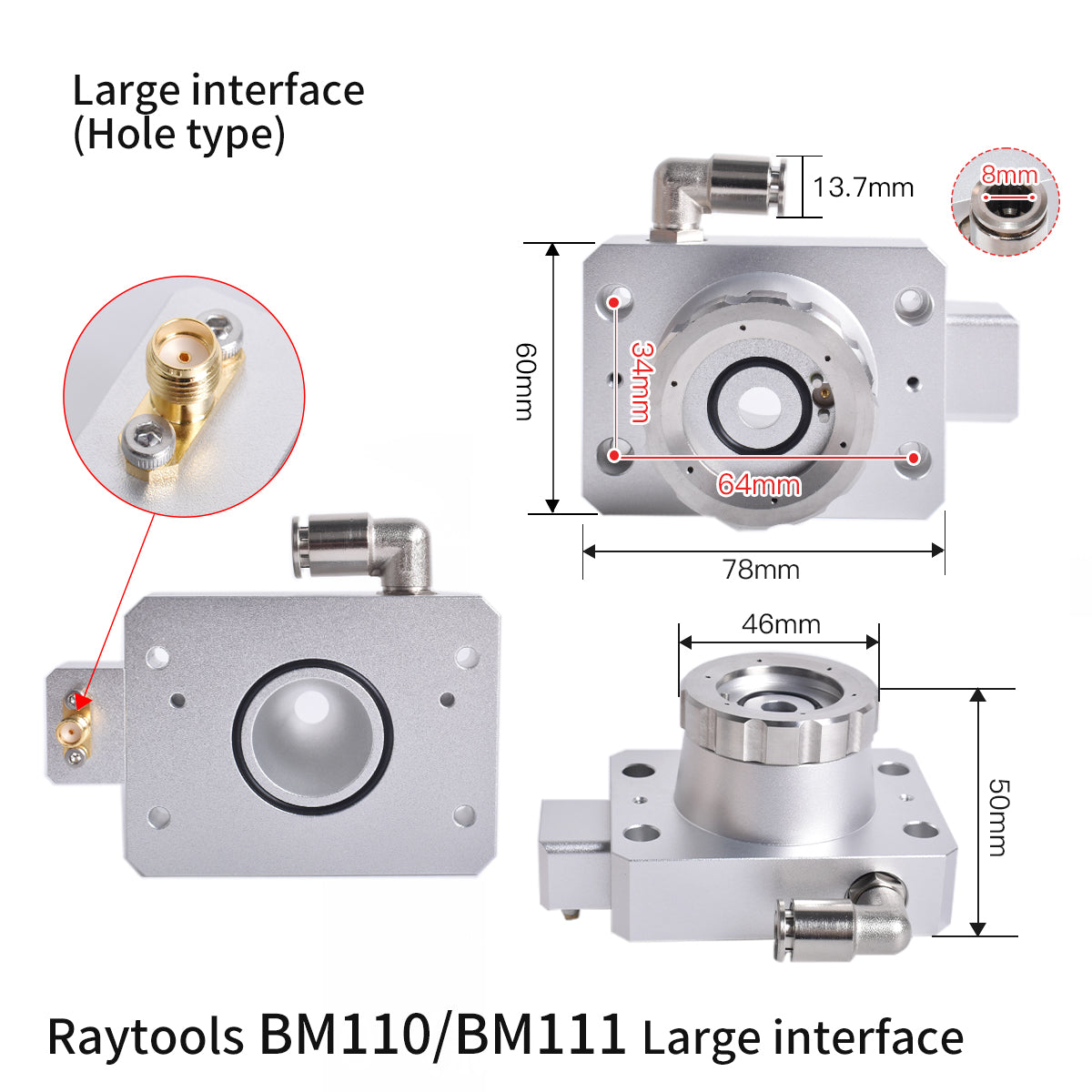 Startnow Laser Nozzle Sensor Connector BT210S BT230 BT240S BM111 Nozzle Connection Parts For Raytools Fiber Laser Cutting Head