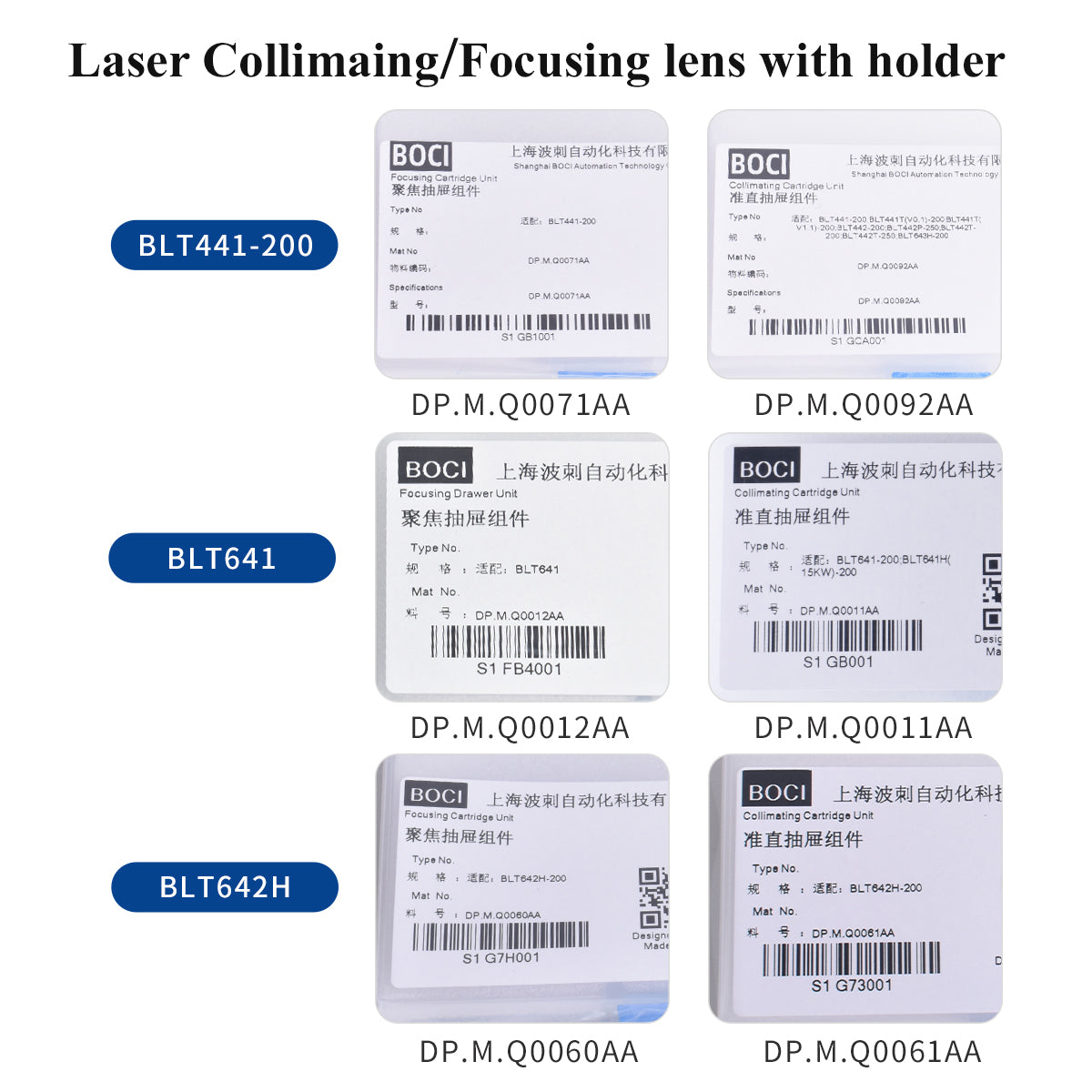 BOCI Laser Focusing Collimating Lens