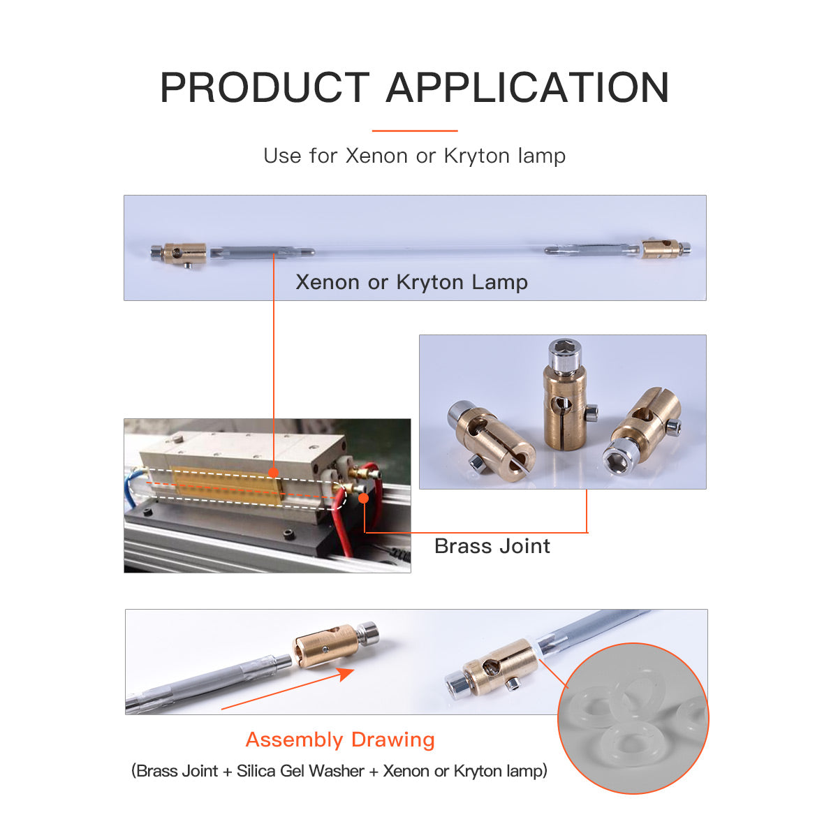 Startnow Лазерни Висококачествени Месингови Съединителни Части Вътрешен Диаметър 5 мм 6 мм Патронник за електрод за YAG Ксенон Криптон Лампа