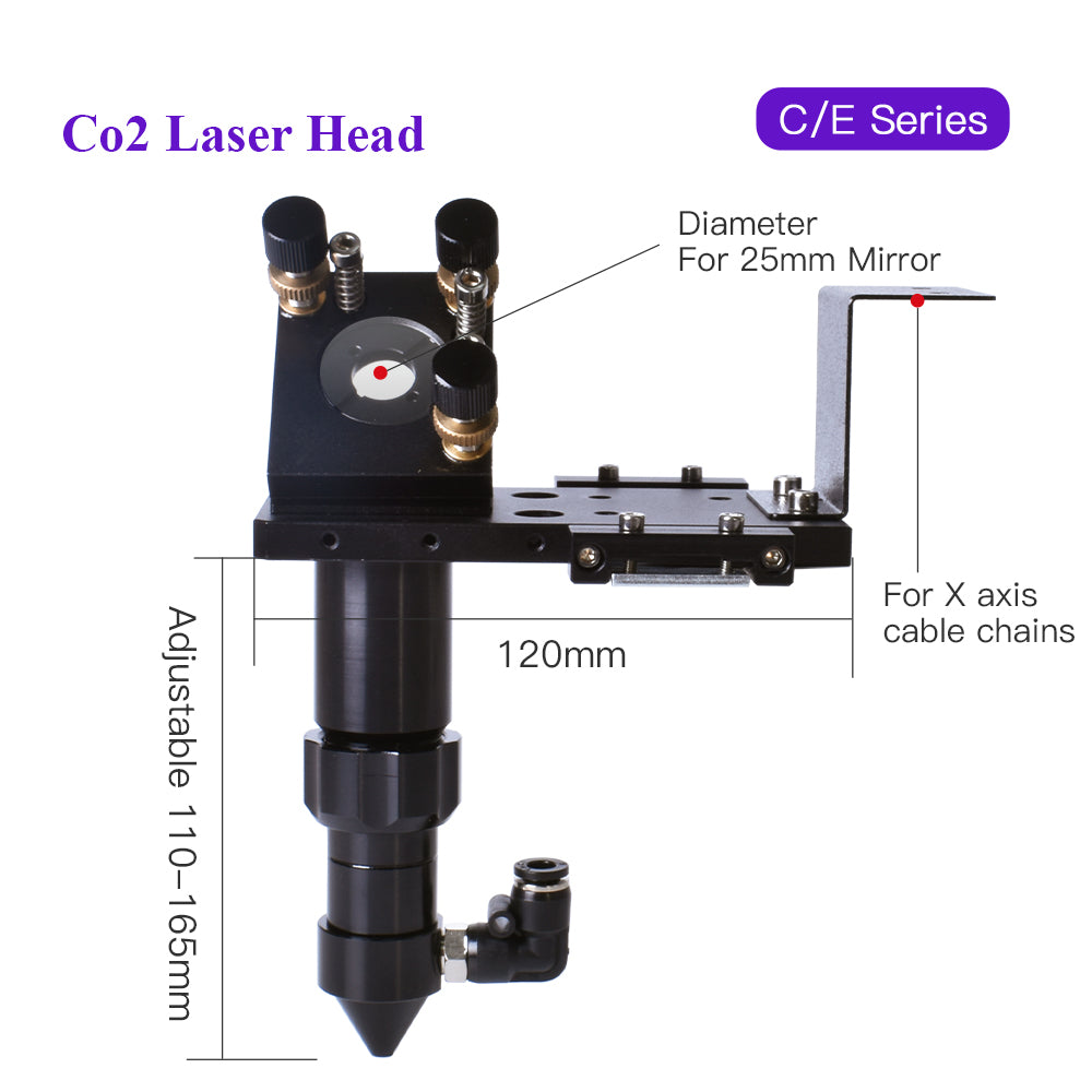 Replacement parts for DIY CO2 laser engraving cutting machine laser head