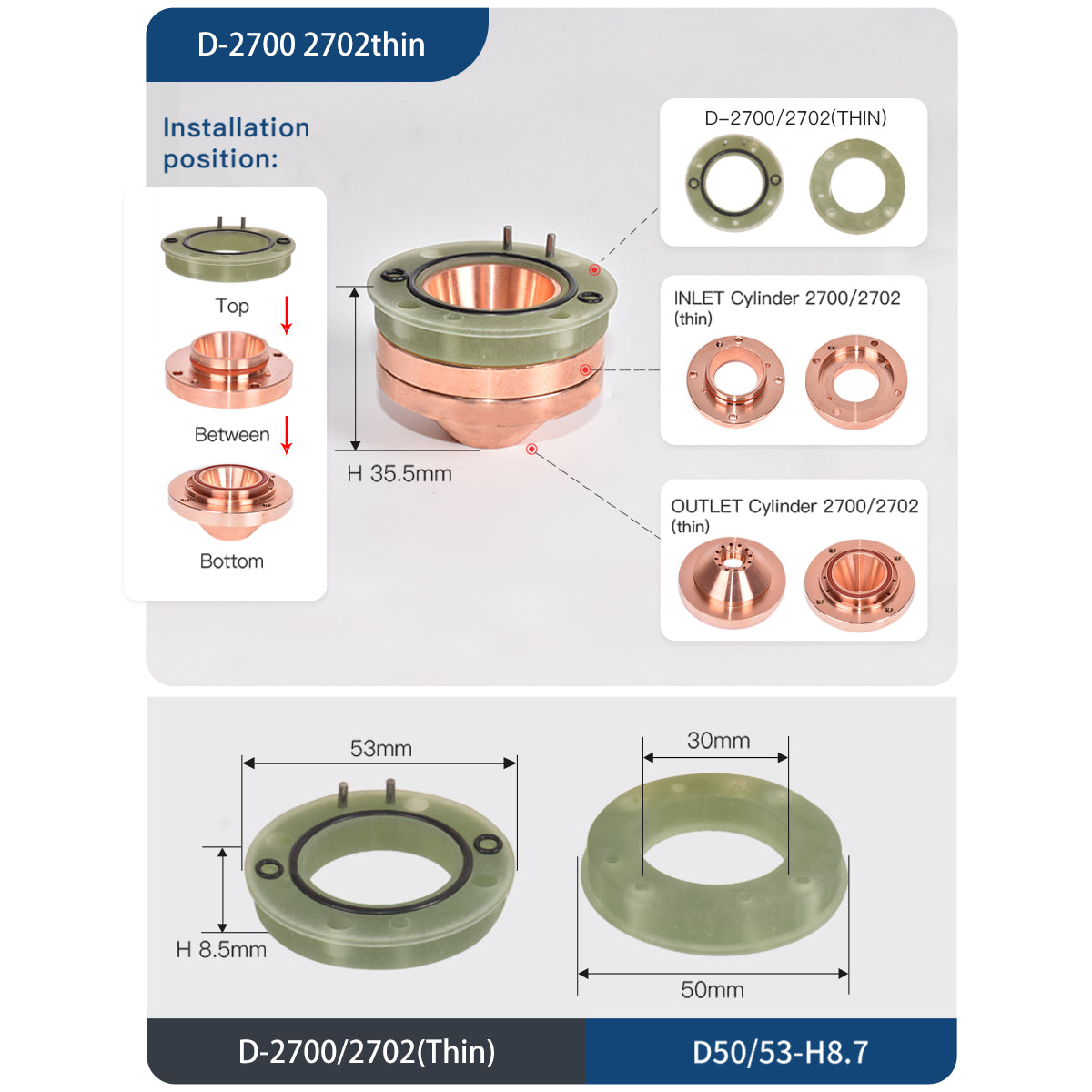 Laser Ceramic Nozzle Insulating Ring Air inlet/outlet 2700/2702