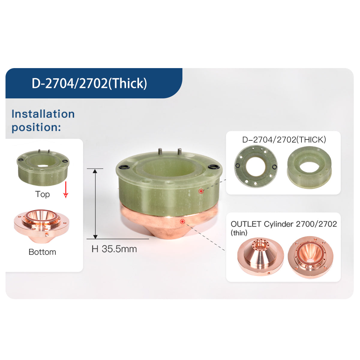 Laser Ceramic Nozzle Insulating Ring Air inlet/outlet 2704
