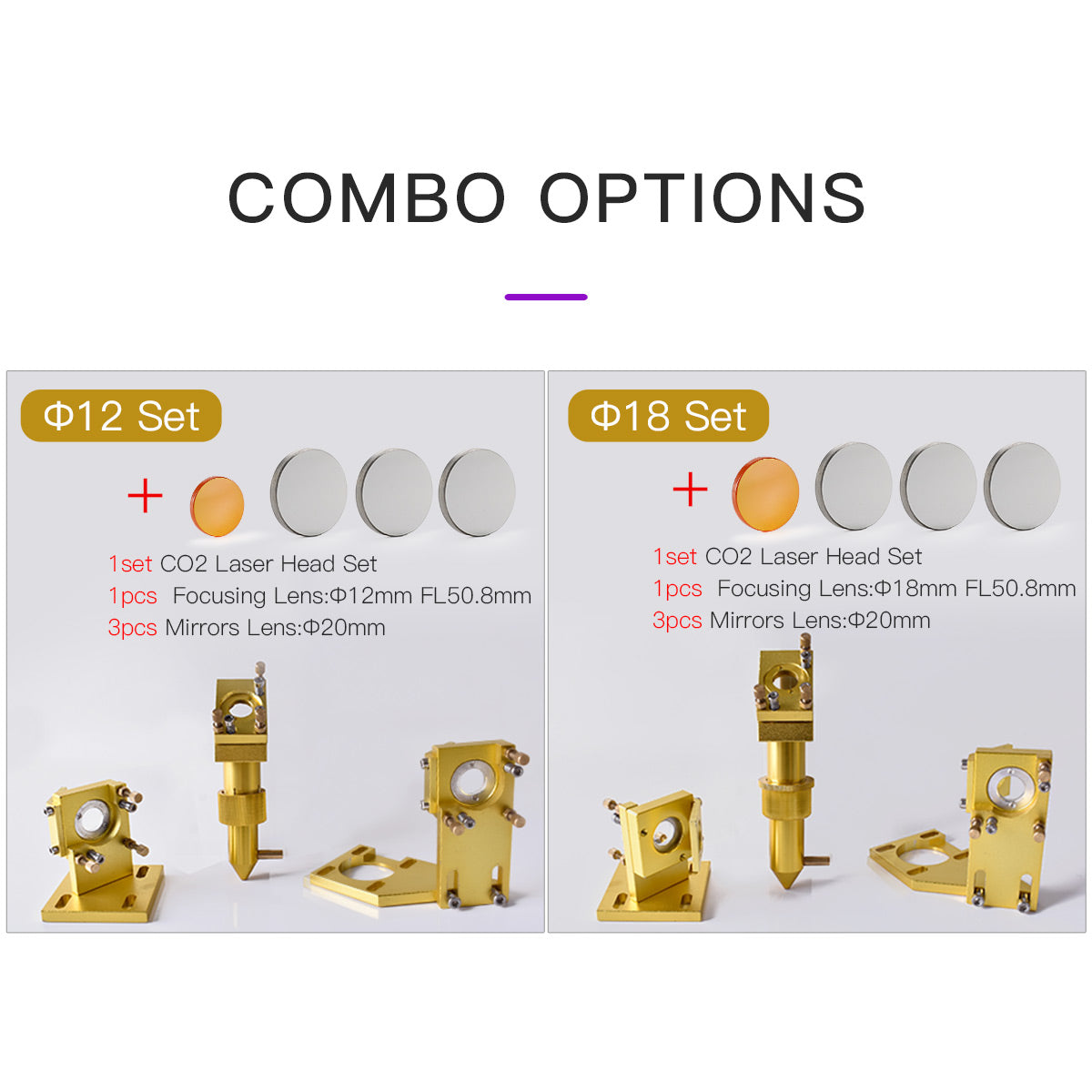 رأس ليزر ثاني أكسيد الكربون من ستارت ناو، عدسة تركيز 12 مم، مرآة 20 مو/سيليكون، آلة 4060 K40