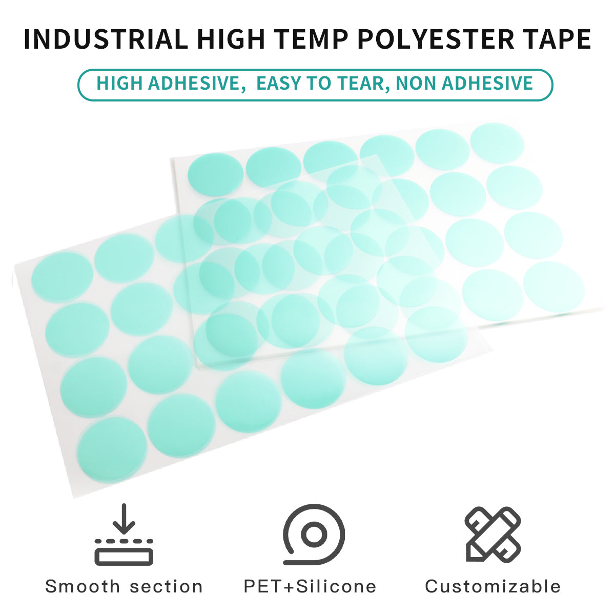 Startnow Green Polyester PET Tape Industrial High Temp Polyester Tape Electroplating Masking Tape Green PET Acid Alkali Resistant Powder Coating High Temperature Adhesive Tape
