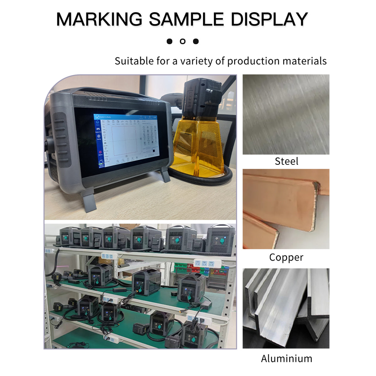 Portable Hand-held Fiber Laser Marking Machine Sample display