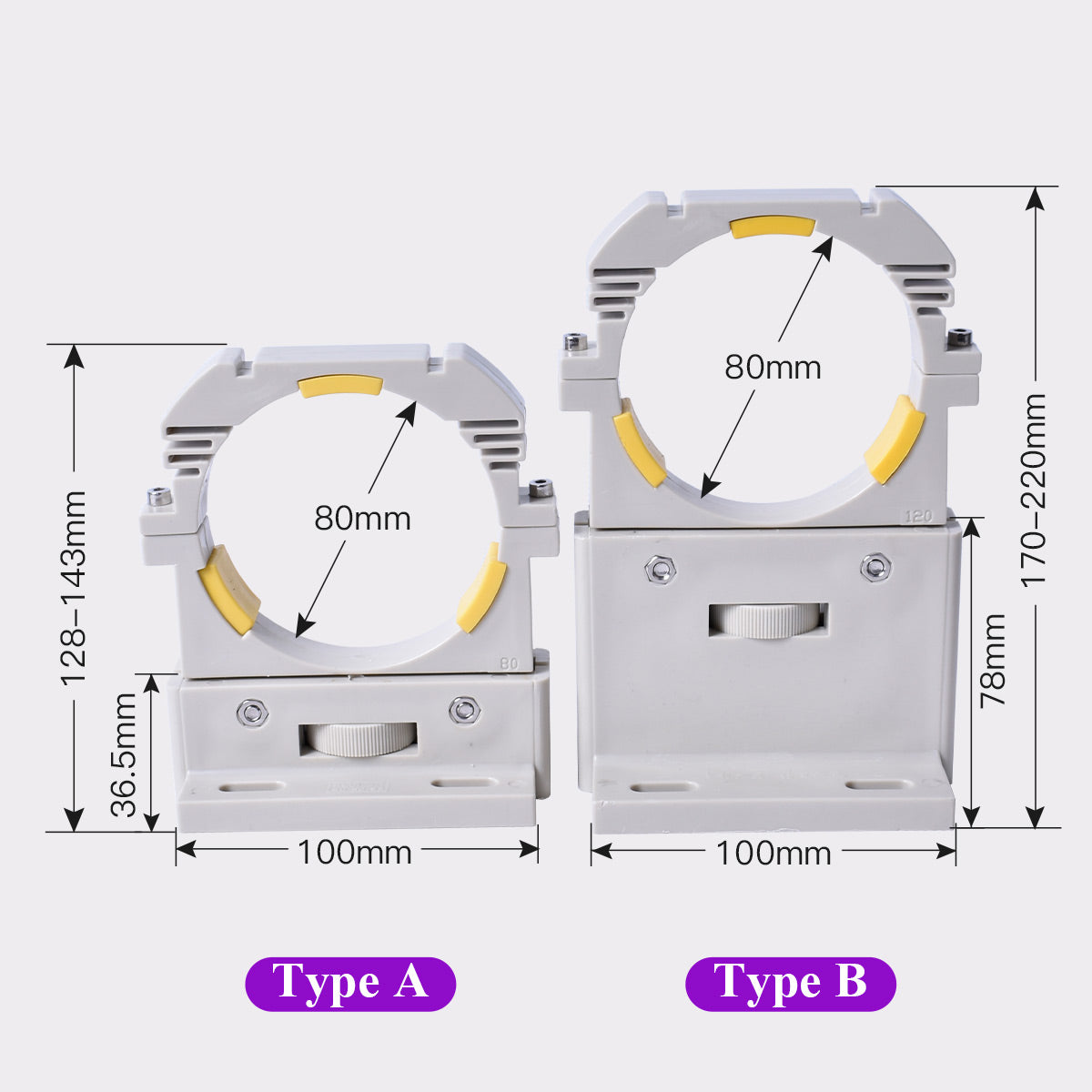 Soporte de tubo láser Reci D80mm, base de montaje, soporte de plástico, grabador láser CO2