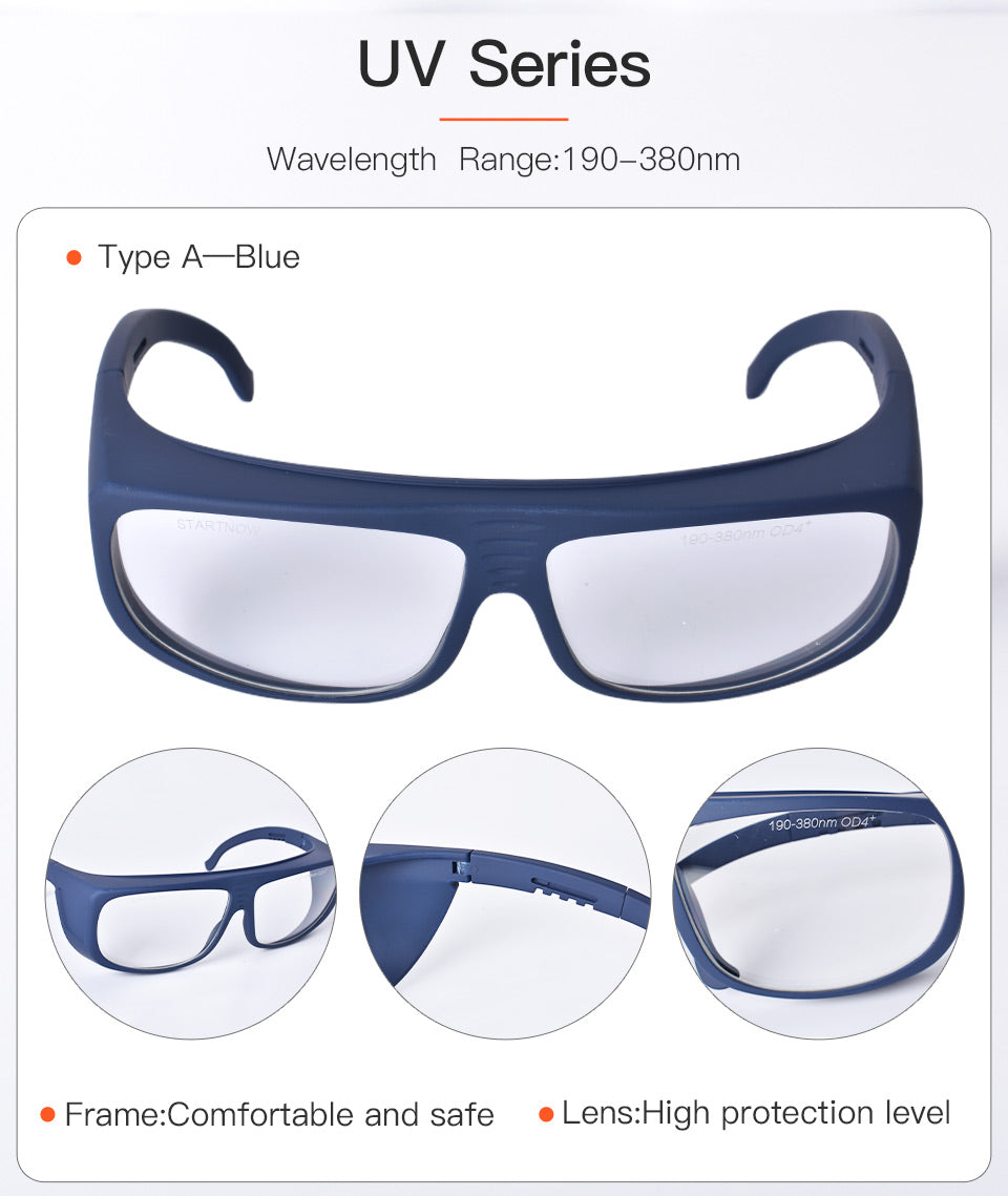 Startnow 레이저 자외선 차단 방사선 안전 안경 190-540nm CE 보호 355nm 눈 보호 고글