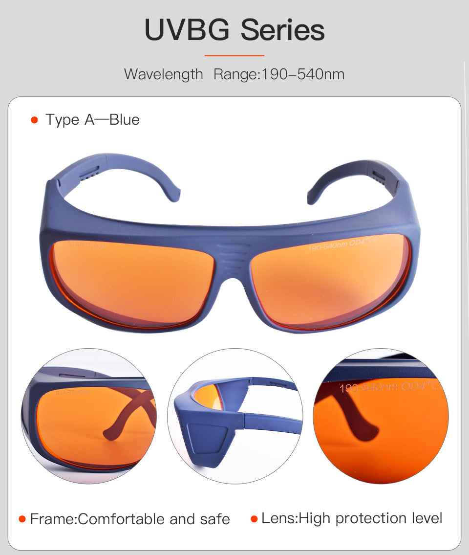 Startnow 레이저 자외선 차단 방사선 안전 안경 190-540nm CE 보호 355nm 눈 보호 고글