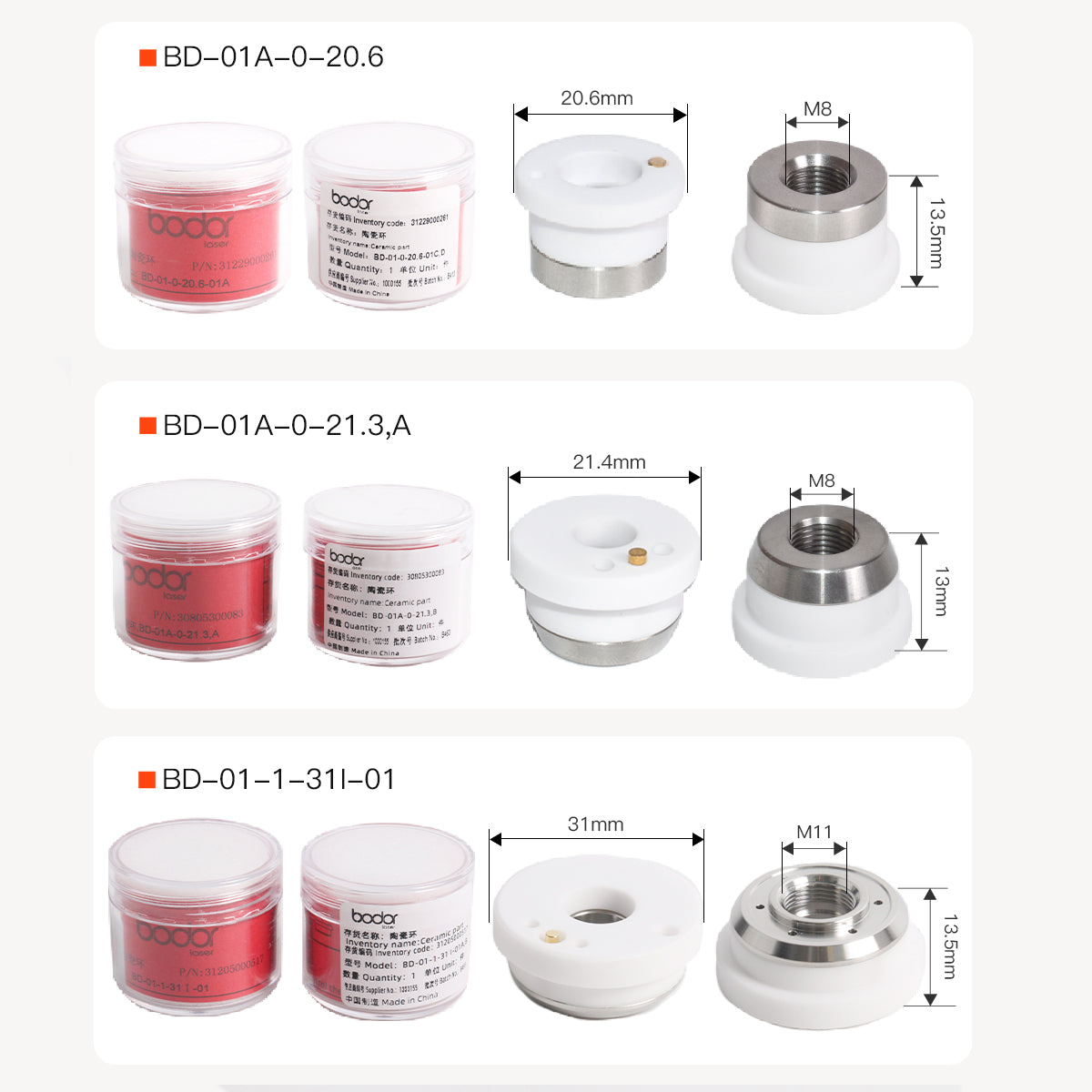 Startnow High Precision Ceramic Ring for Bodor Fiber Laser Cutting Head Nozzle Insulator Ceramic Ring Replacement Parts