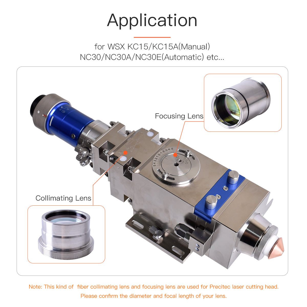 Objectif de focalisation et de collimation laser Startnow NC30 4 kW D30 F100 avec support d'objectif pour tête de découpe WSX