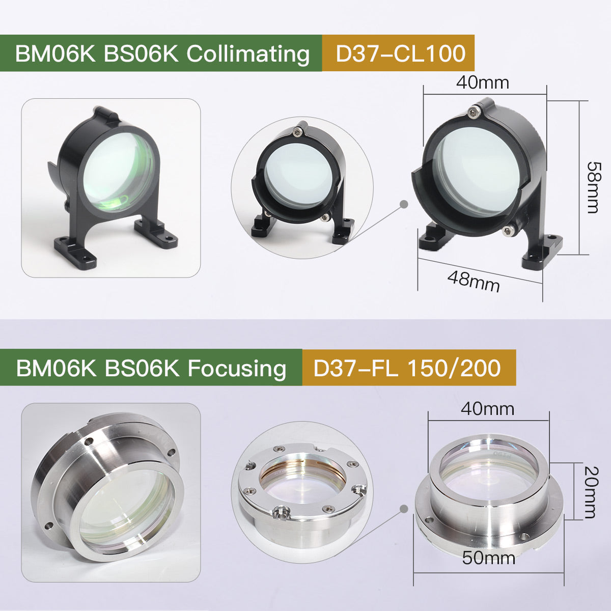 Startnow Kollimerande lins för Laserfokusering med Linshållare för Raytools BT240S BM111