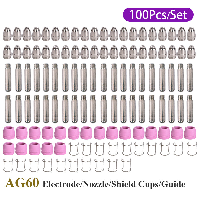 Startnow Ugelli per Saldatura Plasma AG60 – Kit da 100 Pezzi di Materiali di Consumo per Torcia SG55 WSD60 con Funzione Arco Pilota per Taglierina Portatile