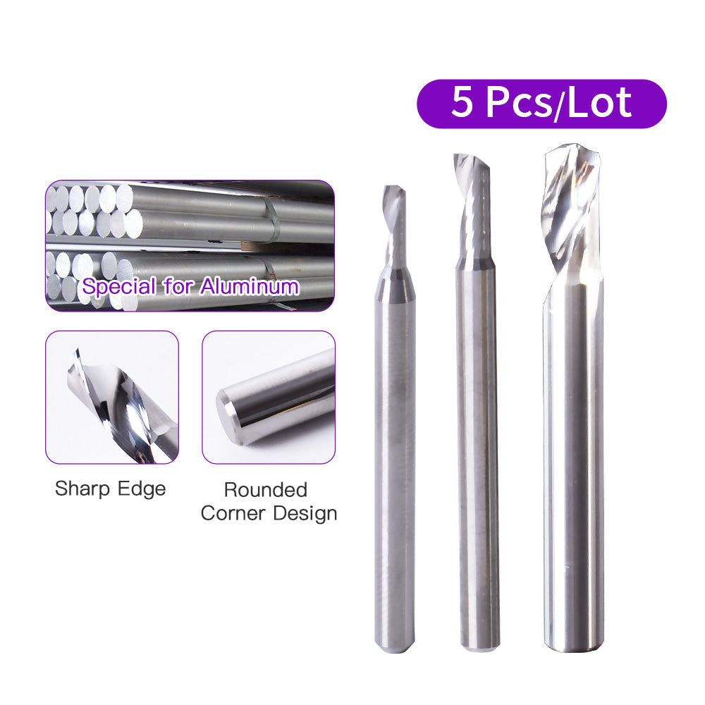 Startnow 5 Pezzi/Lotto – Fresa per Lega di Alluminio – Punta per Incisione CNC 3.175/4/6mm SHK – Fresa a Spirale a Un Tagliente – Utensile da Taglio