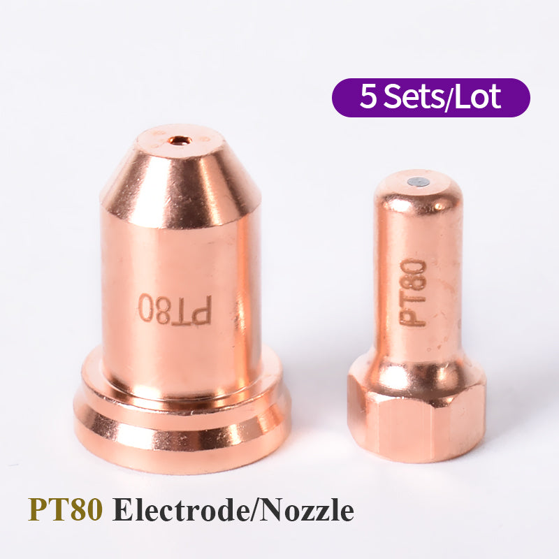 Startnow 5 Set/Confezione – Ugelli Plasma Calibro 1,2mm, Elettrodi, Coppe di Protezione per Torcia da Taglio Plasma PT80 – Kit di Materiali di Consumo