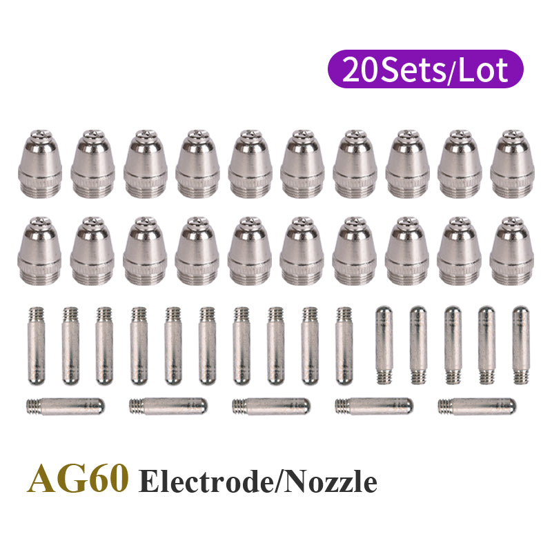 Startnow 40 Pezzi Ugelli ed Elettrodi Plasma AG60 – 20 Set/Confezione per Torcia SG55 WSD60 – Compatibili con Tagliatrici Plasma CNC