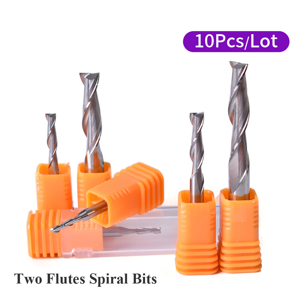 Startnow 10 Adet/grup Upcut Freze Kesici İKİ Flüt Spiral Uç CNC Takım Yönlendirici Gravür Ucu Uç Freze