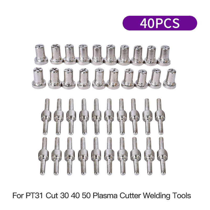 Startnow 40 pezzi PT31 torcia al plasma rullo ugelli arco pilota kit elettrodi LG-40 macchina per saldatura CUT40 312