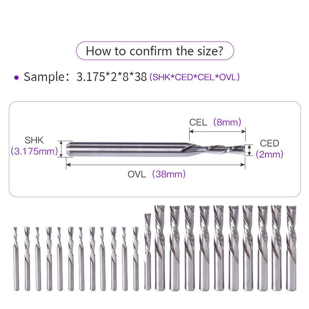 Startnow 5 Adet Freze Kesici Ucu AAA Aşağı Kesim İki Flüt Sol Spiral Uçlar Karbür Tungsten CNC Yönlendirici Uçları Uç Frezeleme