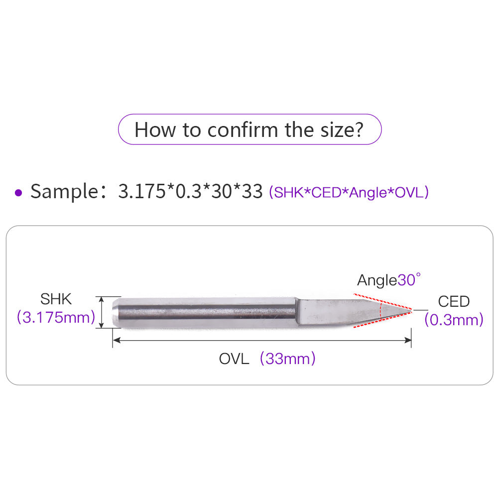 Engraving Graver 3.175mm 10° 15° 20° 30° Carbide Engraving Bit