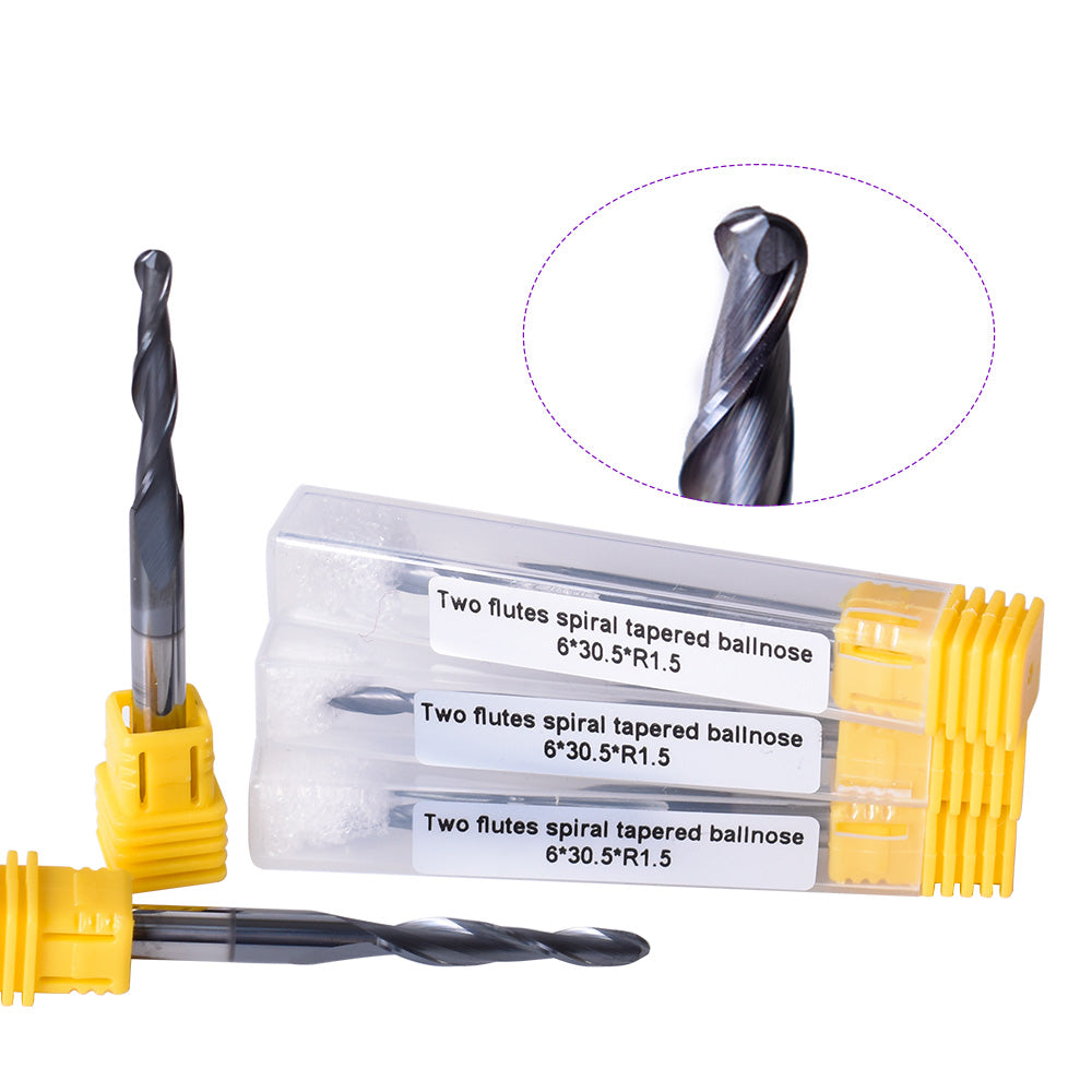 مجموعة Startnow من 5 قطع من رؤوس المثاقب ذات الأنف الكروي، قواطع طحن حلزونية ذات مزامير مزدوجة، رؤوس طحن نهائية من كربيد التنجستن، رؤوس نقش من الخشب والمعدن