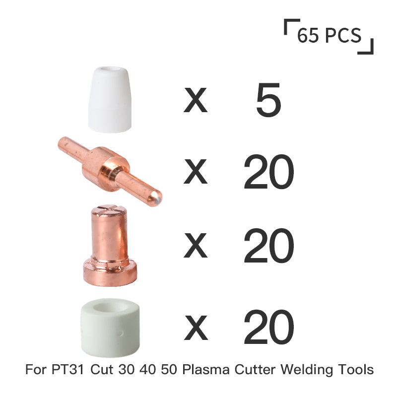 Startnow 85PCS PT-31 Plasma Consumables Kit PT31 LG40 Plasma Nozzle Shield Electrodes Shunt