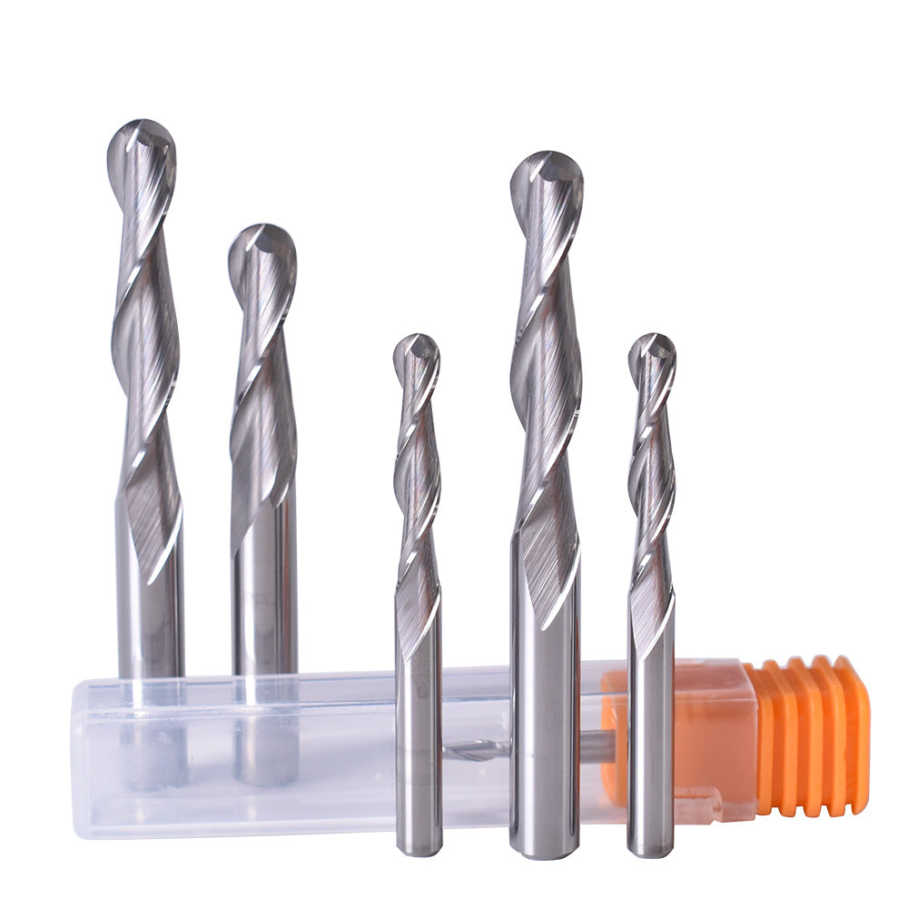 Startnow 10 st kulnosgraveringsbitar trä volframkarbidfräsningsbit router CNC-verktyg två flöjter spiraländfräsar