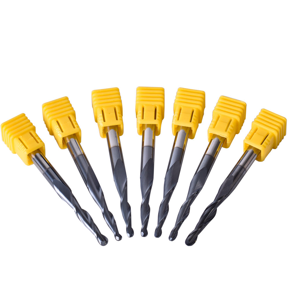 مجموعة Startnow من 5 قطع من رؤوس المثاقب ذات الأنف الكروي، قواطع طحن حلزونية ذات مزامير مزدوجة، رؤوس طحن نهائية من كربيد التنجستن، رؤوس نقش من الخشب والمعدن