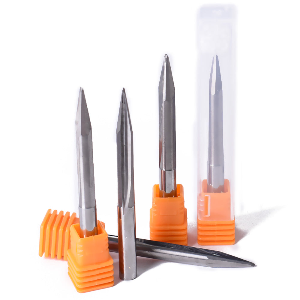 Startnow 5PCS Rak V Bits Två Räfflor Rak Slits Utstrålad Botten Gravyr Bit Verktyg Fräsar 3.175 4mm 6 Pinnfräsar