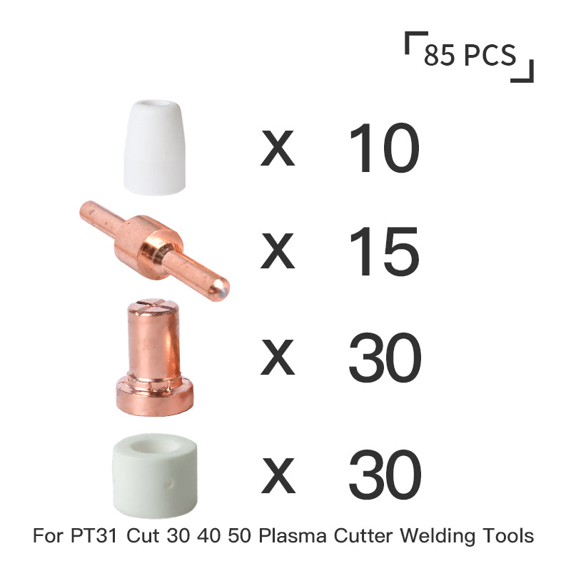 Startnow 85PCS PT-31 Plasma Consumables Kit PT31 LG40 Plasma Nozzle Shield Electrodes Shunt