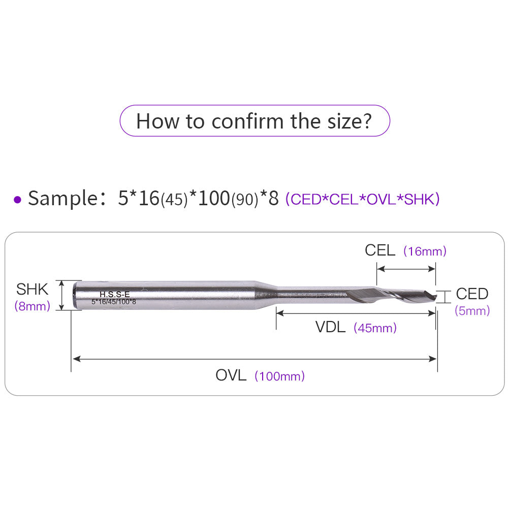 Startnow 5PCS CNC-fräs Aluminiumlegering Volframkarbid Stålmaterial Enkelkantsflöjt Solida Ändfräs Gravyrbitar
