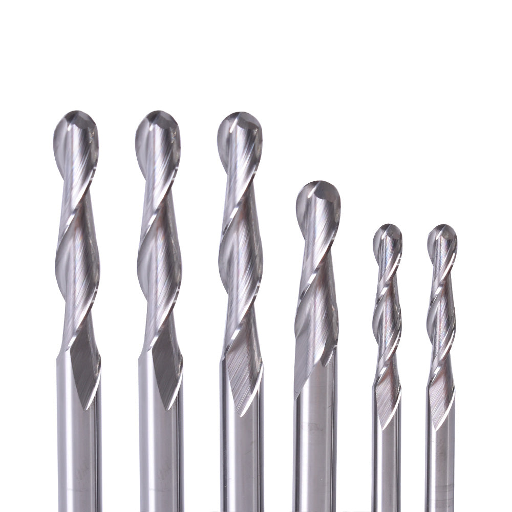 Startnow 10 st kulnosgraveringsbitar trä volframkarbidfräsningsbit router CNC-verktyg två flöjter spiraländfräsar