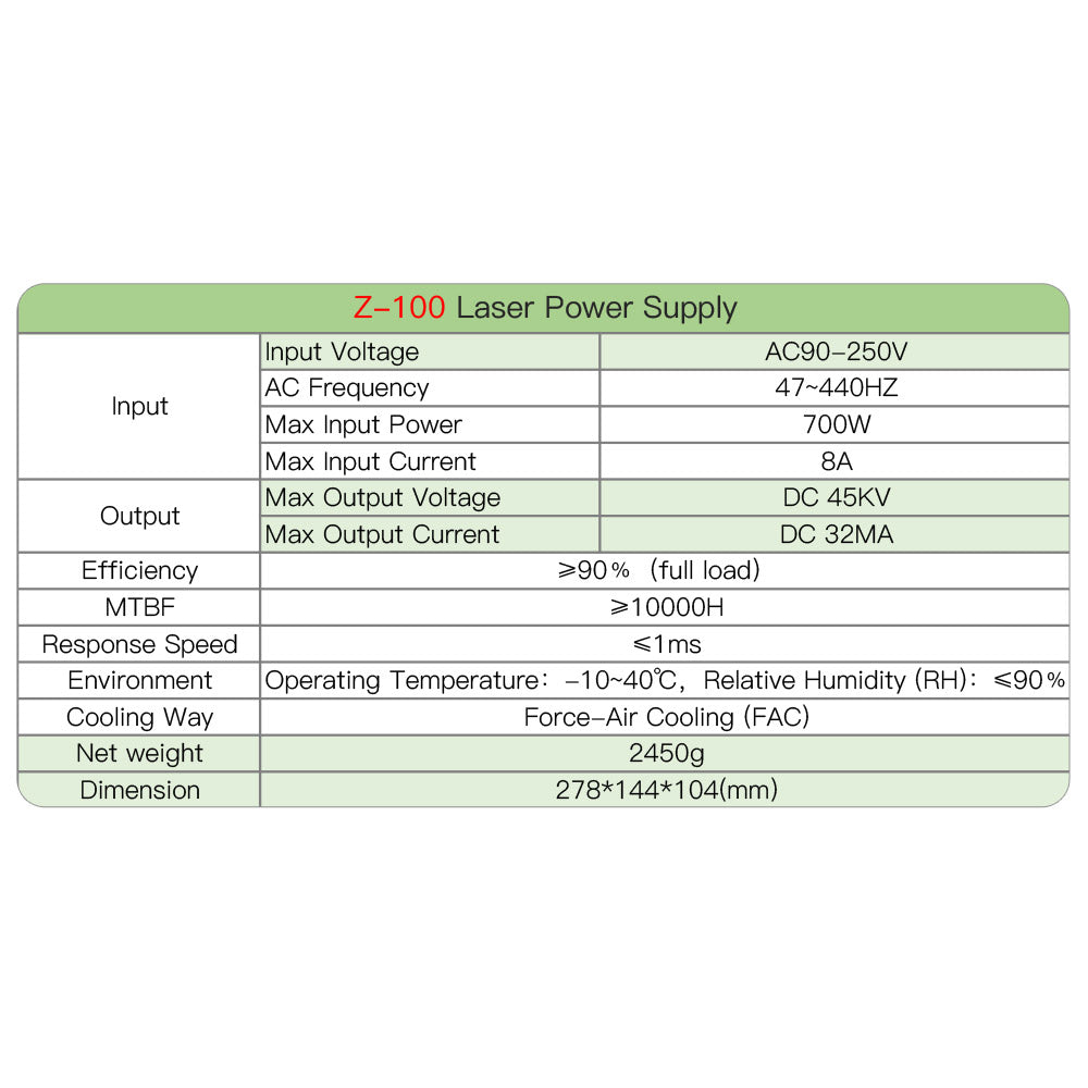 HY-Z100 Co2 Laser Power Supply