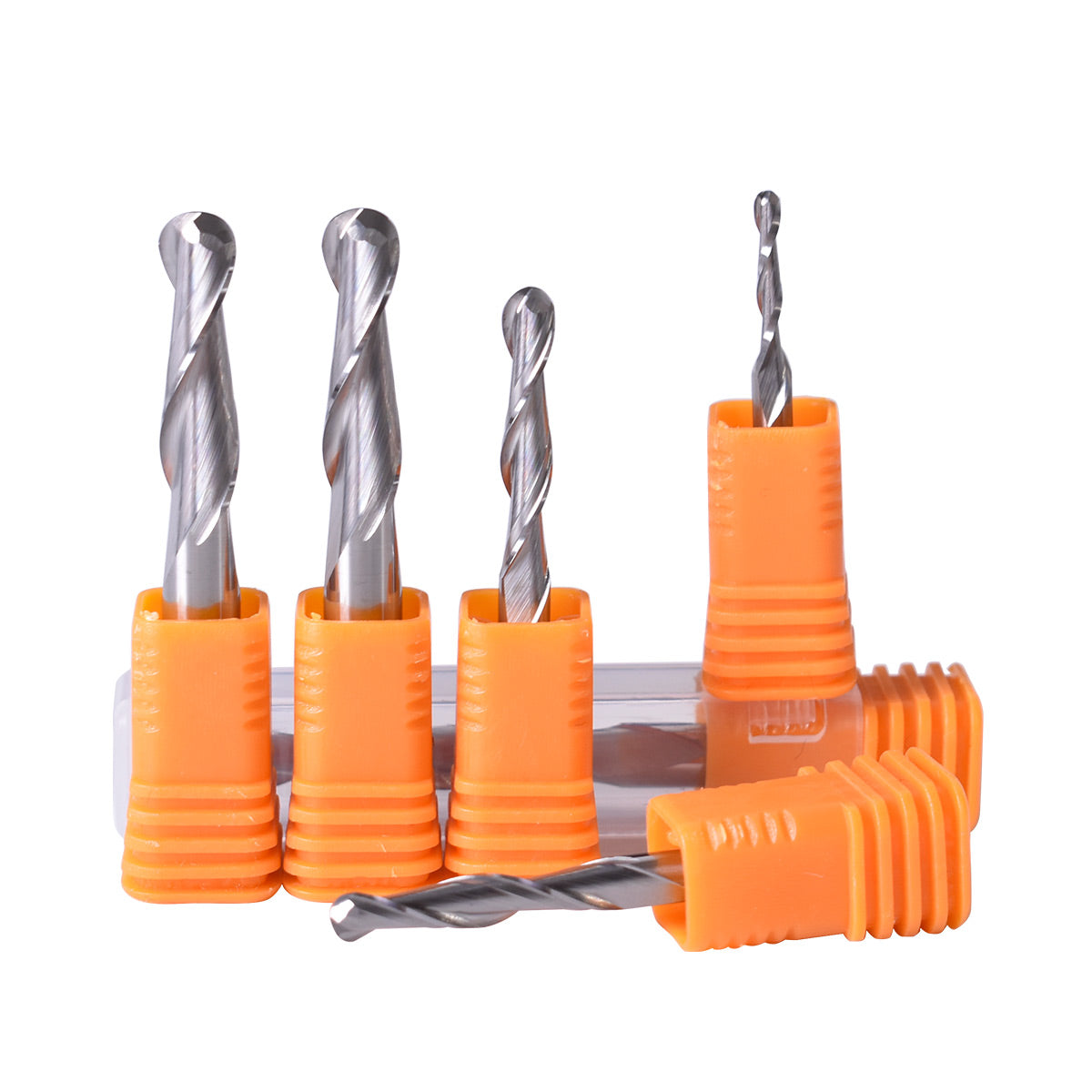 Startnow 10 st kulnosgraveringsbitar trä volframkarbidfräsningsbit router CNC-verktyg två flöjter spiraländfräsar