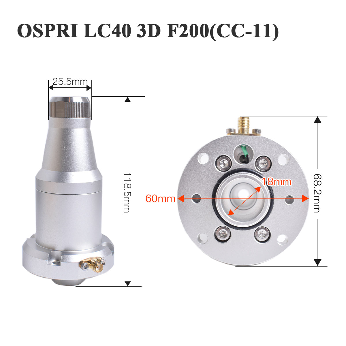 Conector de Bico a Laser Startnow Sensor Ospri LC218 LC-40 LCS03C LC608 LC80 LCN03A 3D NC-04 F150 Peças de Cabeça de Corte de Equipamento CNC