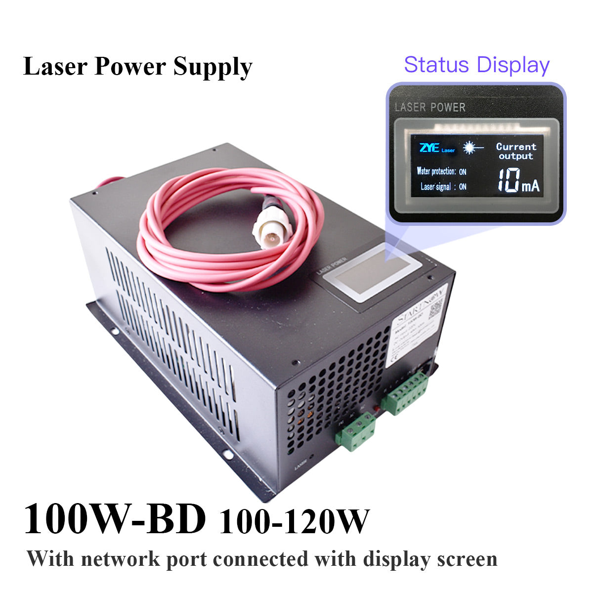 Startnow 100W-BD CO2 Laser Power Supply With Display Screen 110V PSU MYJG 220V Laser Tube Cutting Source