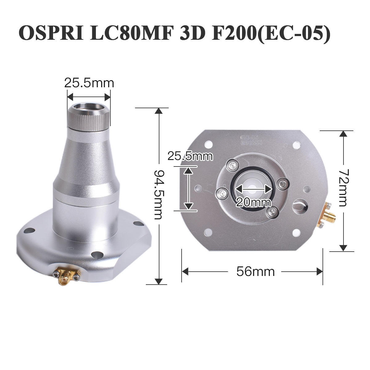 Conector de Bico a Laser Startnow Sensor Ospri LC218 LC-40 LCS03C LC608 LC80 LCN03A 3D NC-04 F150 Peças de Cabeça de Corte de Equipamento CNC