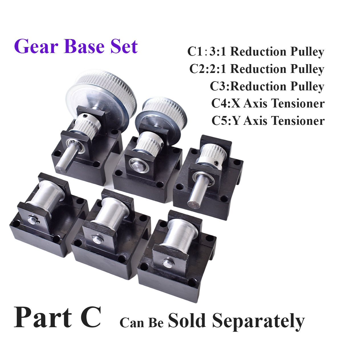 Startnow Gear Base Set: 3M Reduction Box Idler Pulley Tensioner Timing Pulley Synchronous Wheel Seat Fastener Mounting Support