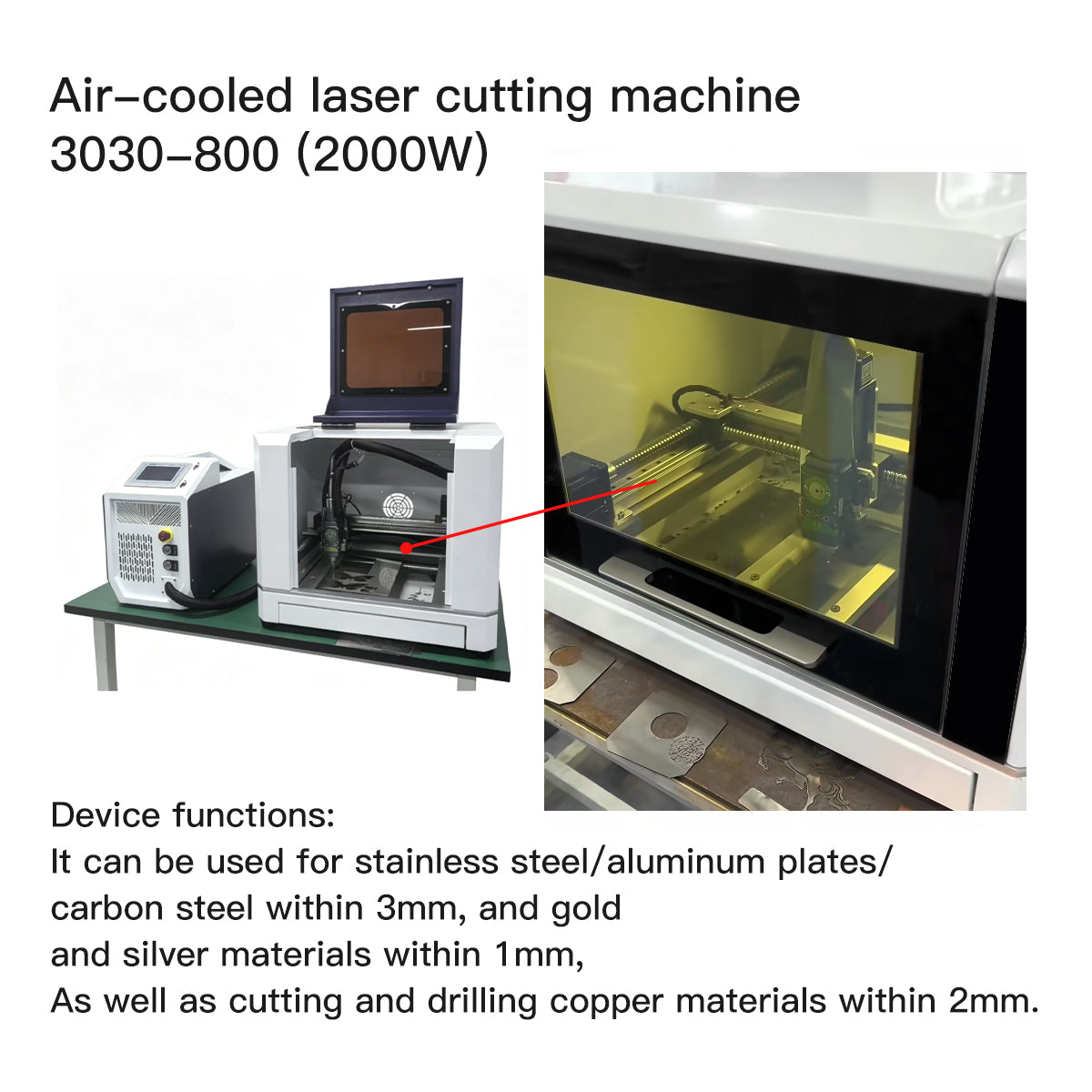Air-cooled laser cutting machine3030-800 (2000W)