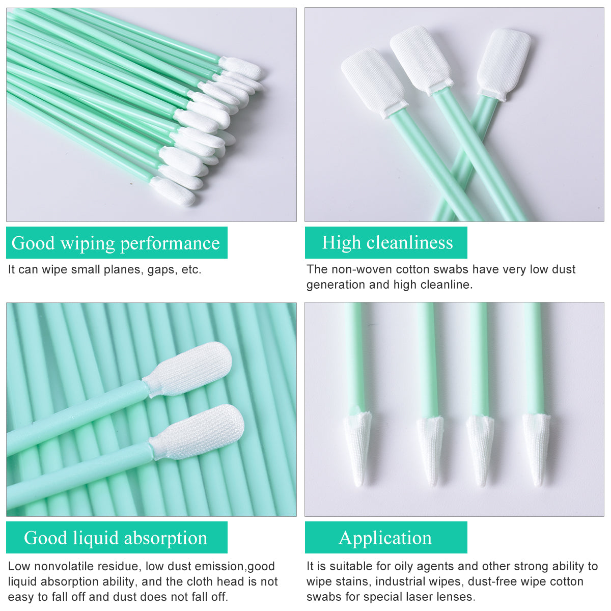 Startnow 100 pieces/pack non-woven wide end cotton swab length 70 100 161mm anti-static industrial machine cleaning and dust-free wiping rod  