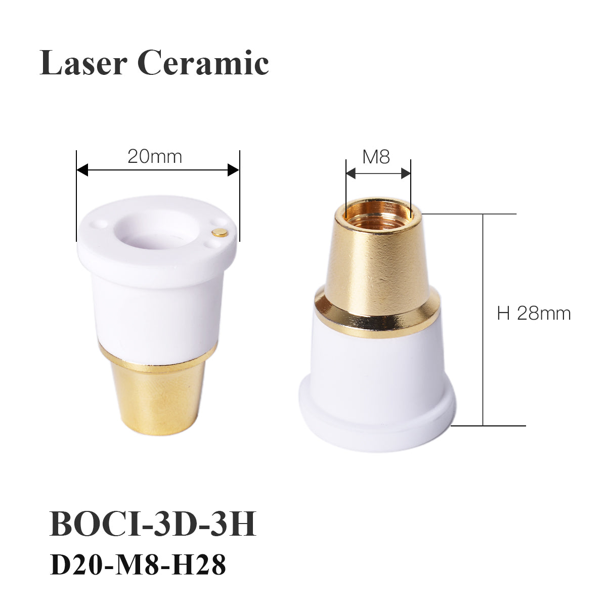 Startnow BOCI LaserMech s keramickými kroužky pro řezání otvorů M8 Konektor trysky