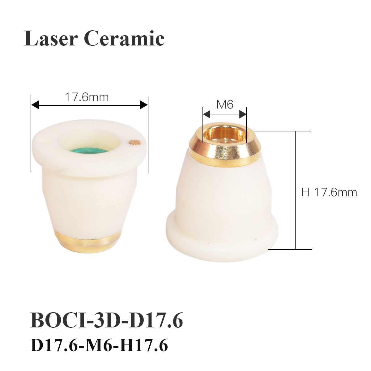 Startnow BOCI LaserMech s keramickými kroužky pro řezání otvorů M8 Konektor trysky