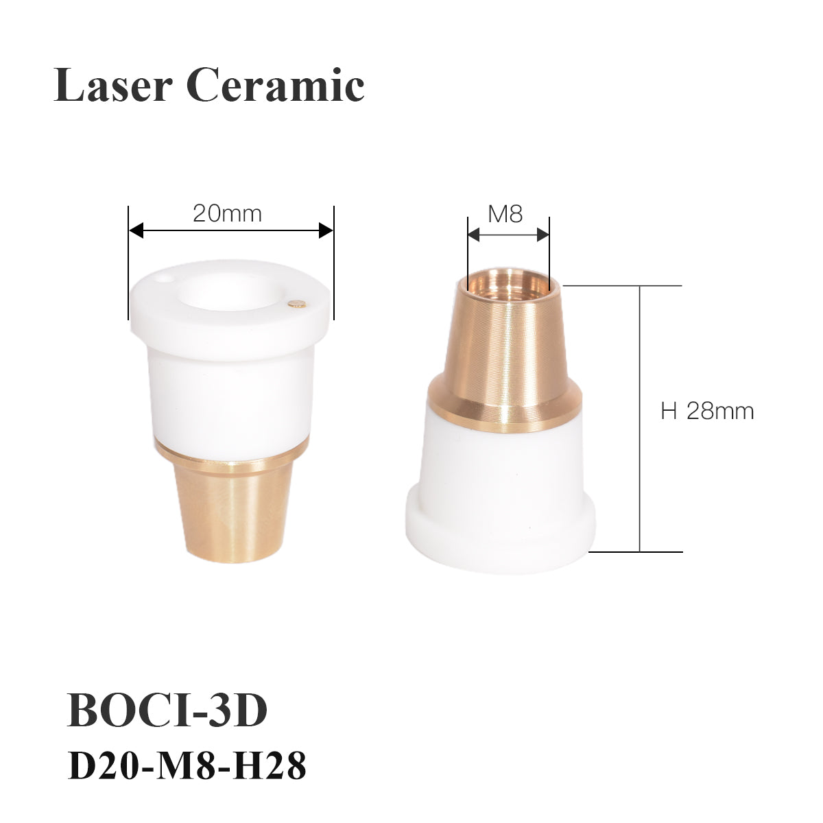 Startnow BOCI LaserMech s keramickými kroužky pro řezání otvorů M8 Konektor trysky