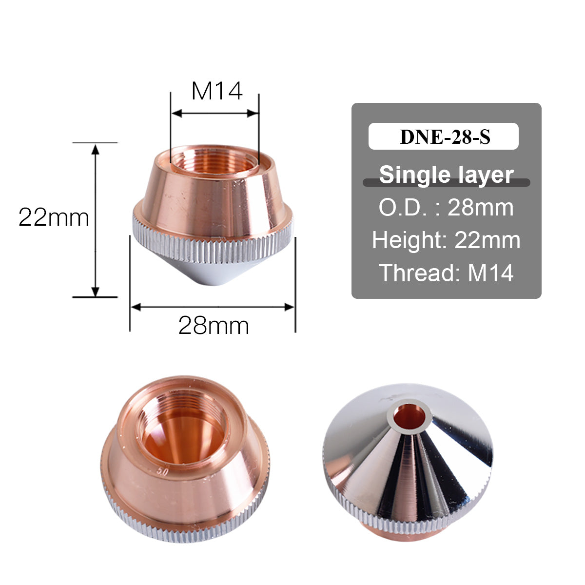 Startnow DNE Series D28 Laser Nozzle & Nozzle Connection Seat for Laser Cutting Machine