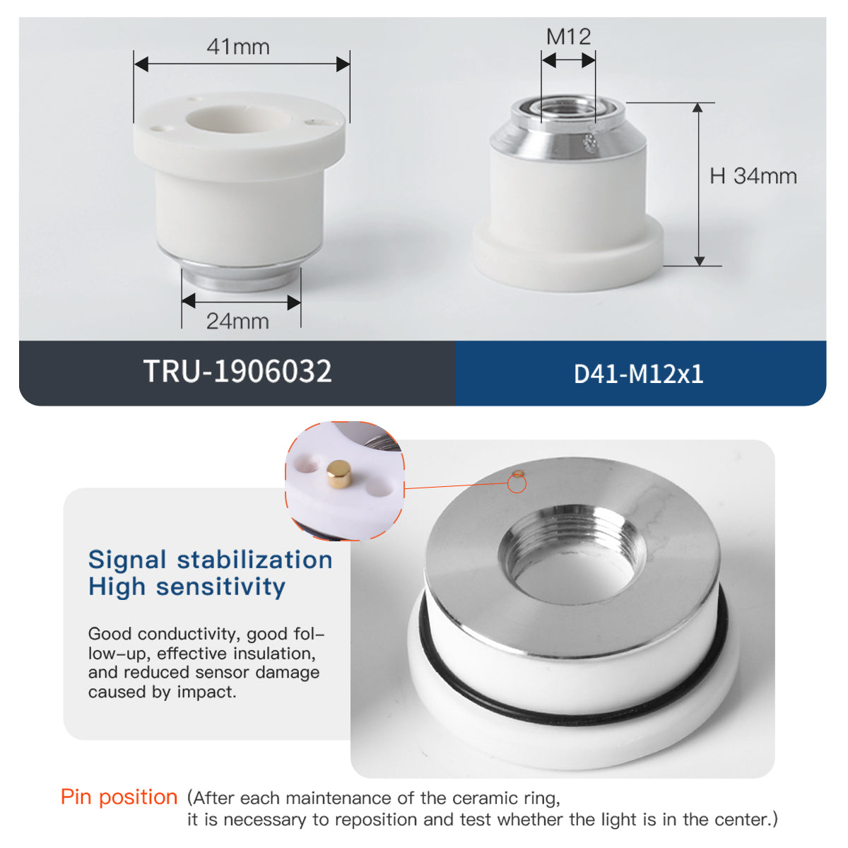 Startnow Laser Ceramic 254493/1906032 Dia.41mm Ceramic Ring 936678/913966 Sensor