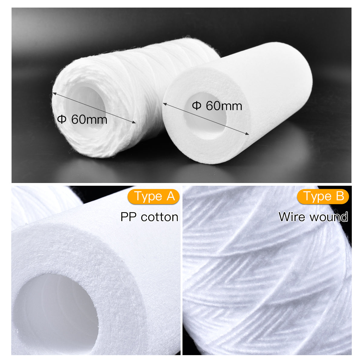 Filter Cartridge Water Purifier 5 / 10 Inch 5-Micron Sediment PP Cotton or Wire Wound For Water Chiller Water Filter System