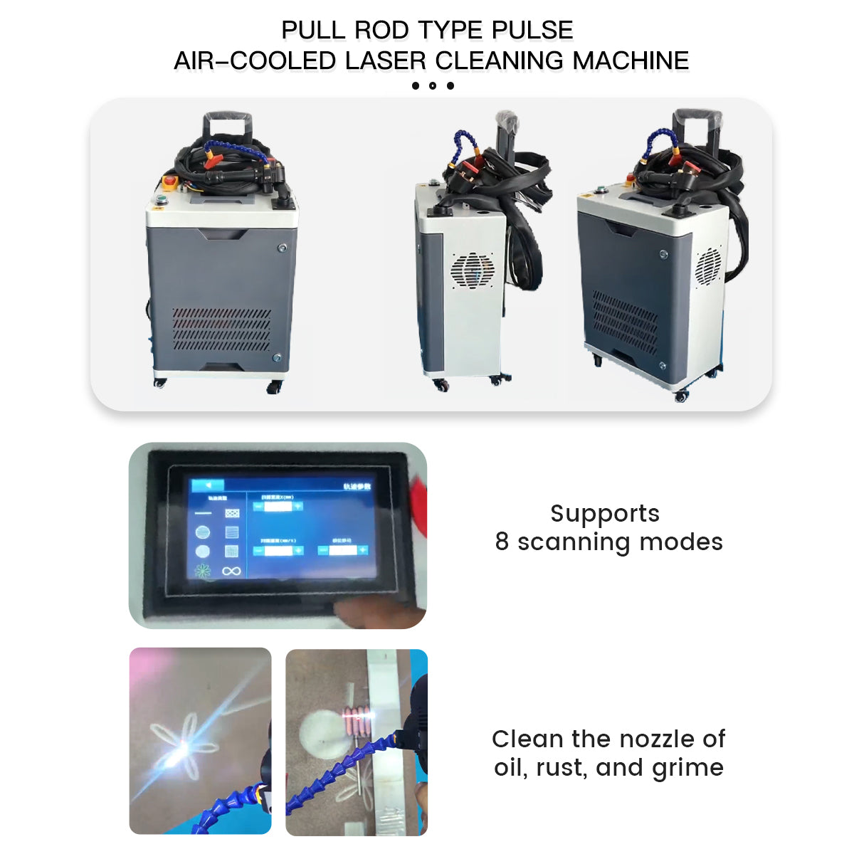 100w‑300w suitcase pulse fiber laser cleaning machine